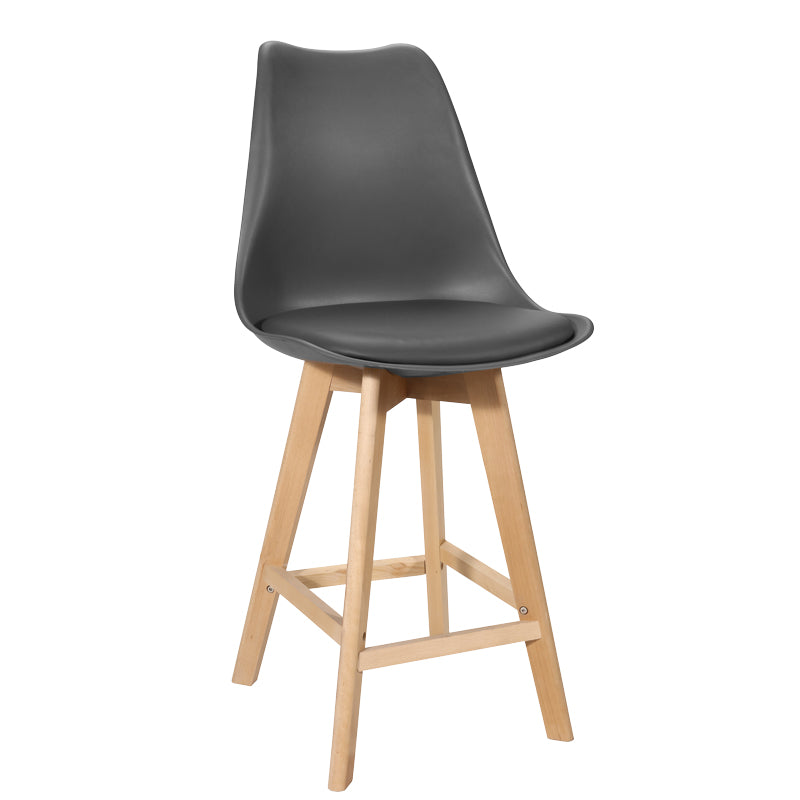 Bar stool Gaston pakoworld dark grey pp-pu-natural wood leg 56x48.5x104cm