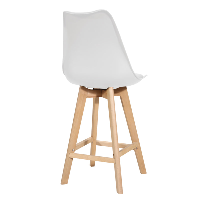 Bar stool Gaston pakoworld white pp-pu and natural wood leg 56x48.5x104cm