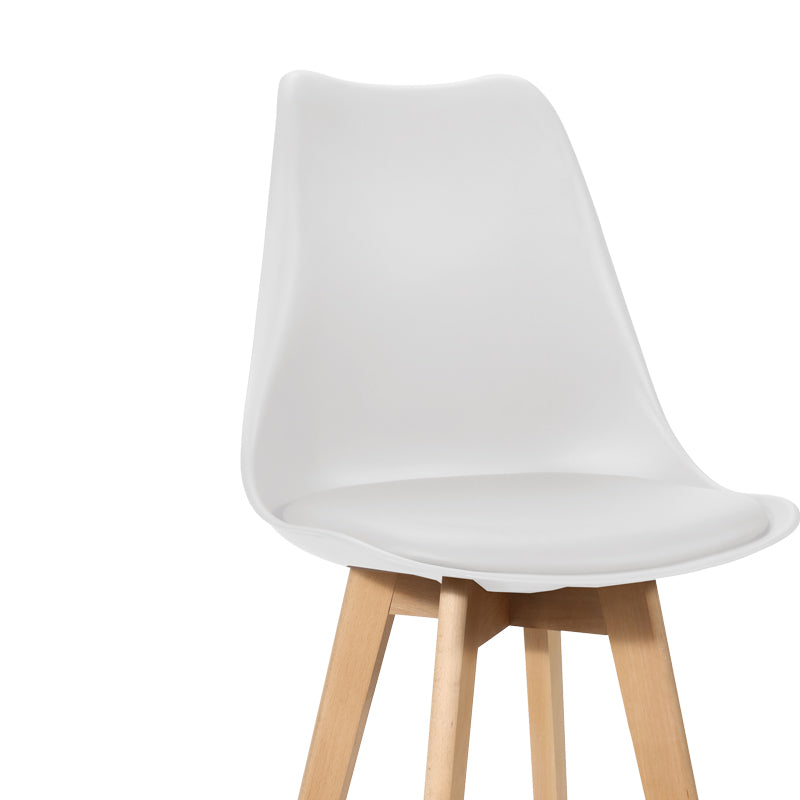 Bar stool Gaston pakoworld white pp-pu and natural wood leg 56x48.5x104cm