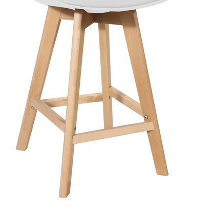 Bar stool Gaston pakoworld white pp-pu and natural wood leg 56x48.5x104cm