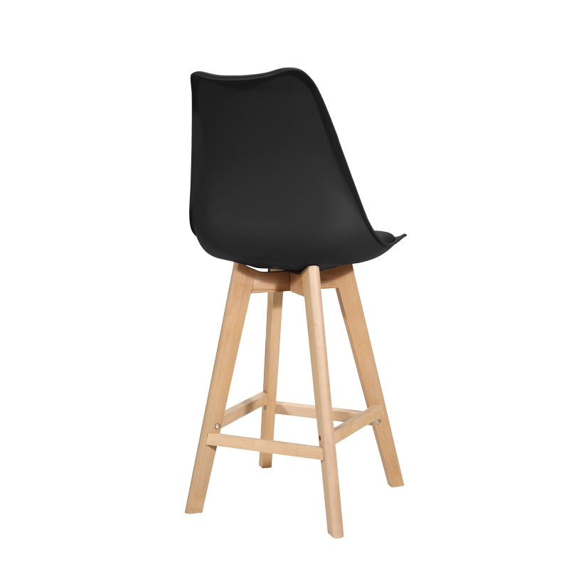 Bar stool Gaston black pp-pu and natural wood leg 49x56x112cm