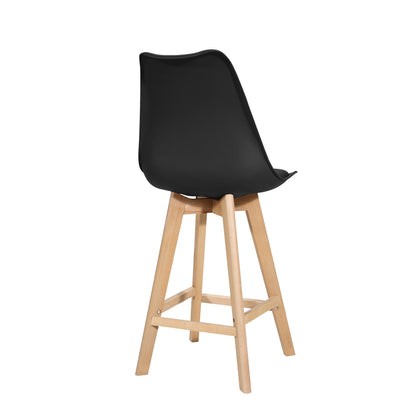 Bar stool Gaston pakoworld black pp-pu and natural wood leg 56x48.5x104cm