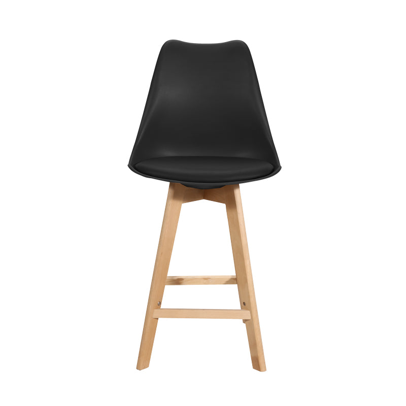 Bar stool Gaston black pp-pu and natural wood leg 49x56x112cm