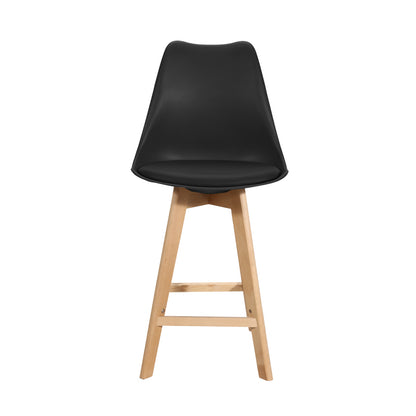 Bar stool Gaston black pp-pu and natural wood leg 49x56x112cm
