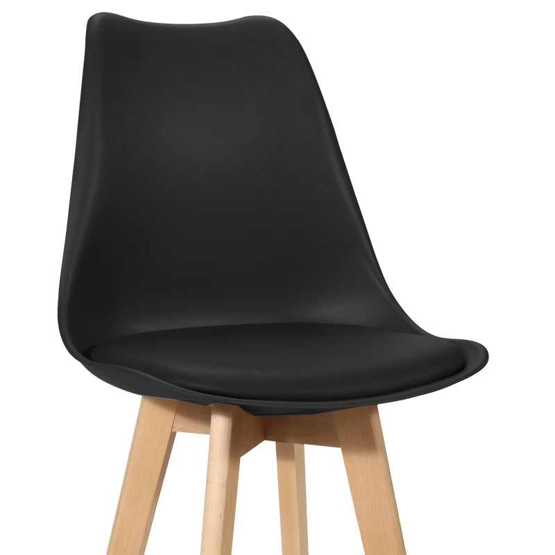 Bar stool Gaston black pp-pu and natural wood leg 49x56x112cm