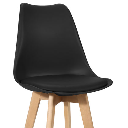 Bar stool Gaston black pp-pu and natural wood leg 49x56x112cm