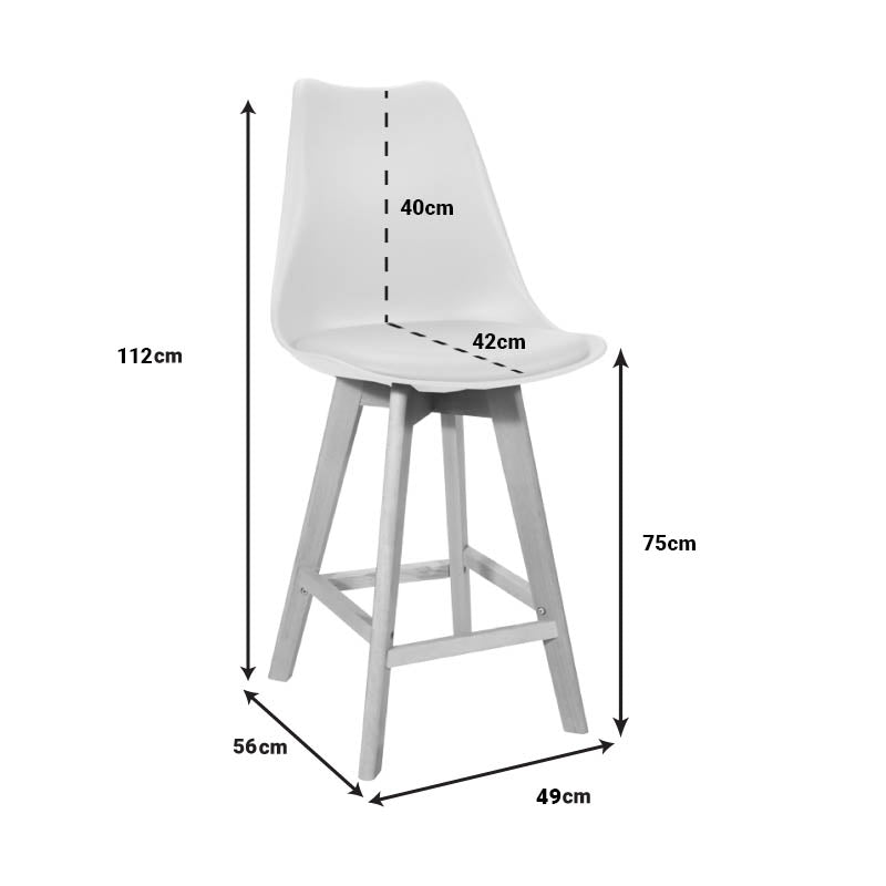 Bar stool Gaston black pp-pu and natural wood leg 49x56x112cm