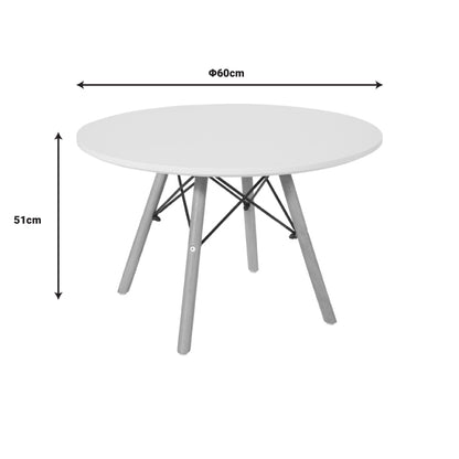 Julita children's table pakoworld white mdf and natural beech wood Φ60x51cm