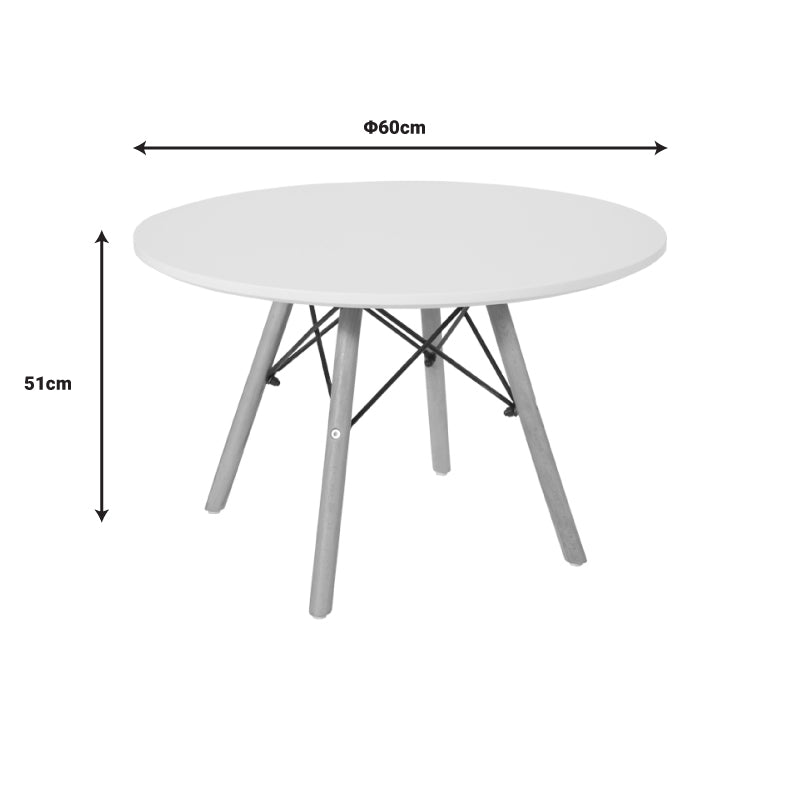 Julita children's table pakoworld white mdf and natural beech wood Φ60x51cm