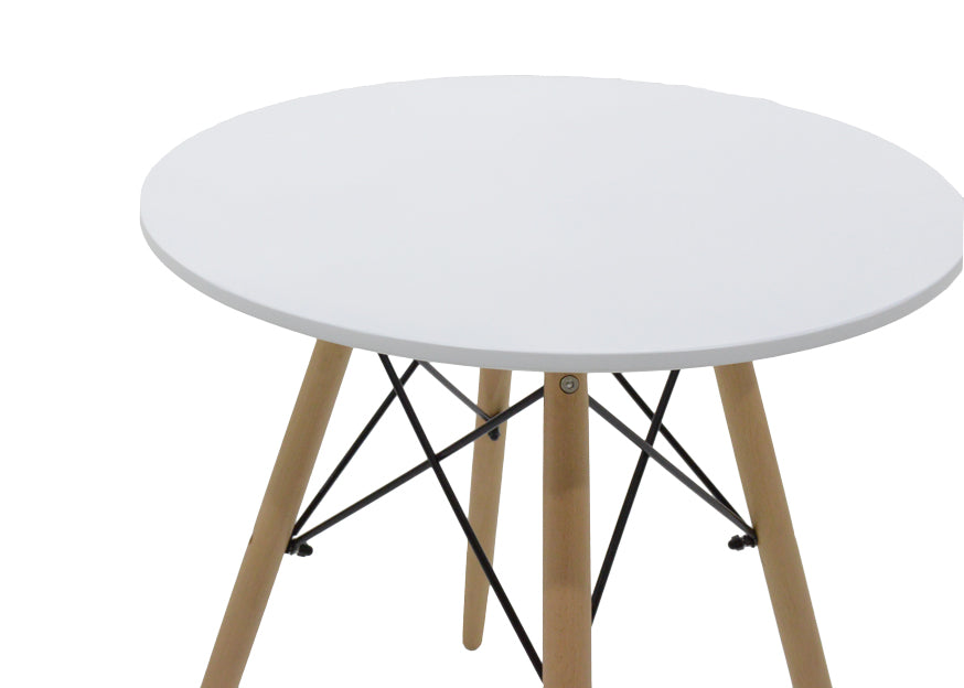 Julita pakoworld table MDF white and natural beech wood Φ60x73cm