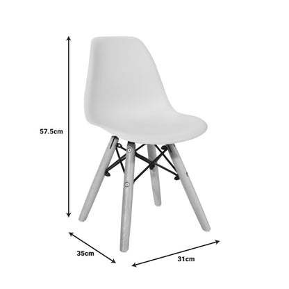 Julita chair for children pakoworld PP white pp and natural beech wood 35x31x57.5cm