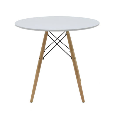 Julita-Gaston dining table set of 3 pakoworld MDF and beech wood in gray-white-natural shade D80x73cm