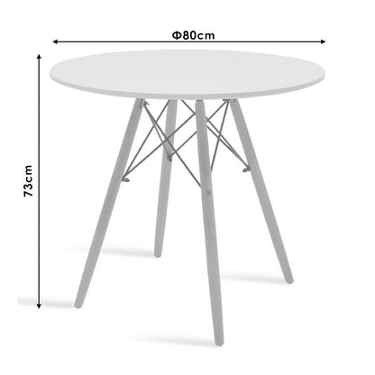 Julita-Gaston dining table set of 3 pakoworld MDF and beech wood in gray-white-natural shade D80x73cm