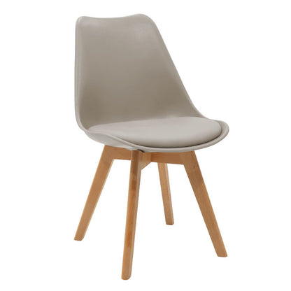Dining table Natali-Gaston set of 5 pakoworld MDF and beech wood in gray-white-natural shade 80x80x76cm