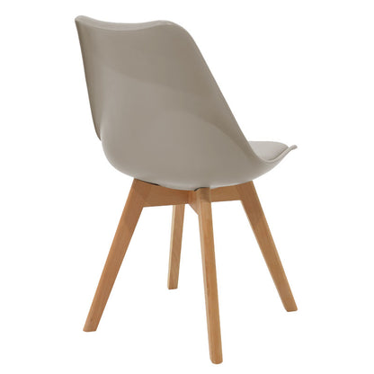 Dining table Natali-Gaston set of 5 pakoworld MDF and beech wood in gray-white-natural shade 80x80x76cm