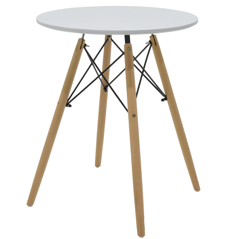 Julita-Gaston dining table set of 3 pakoworld MDF and beech wood in gray-white-natural shade Φ60x73cm