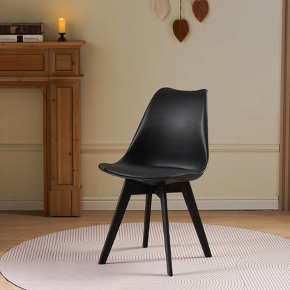 Chair Gaston I pakoworld PP-PU in black color 53.5x48.5x81.5cm