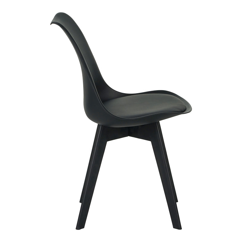 Chair Gaston I pakoworld PP-PU in black color 53.5x48.5x81.5cm