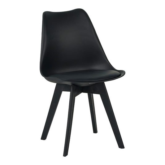 Chair Gaston I pakoworld PP-PU in black color 53.5x48.5x81.5cm