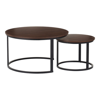 Coffee tables Solme I 2pcs in walnut color with black metal legs