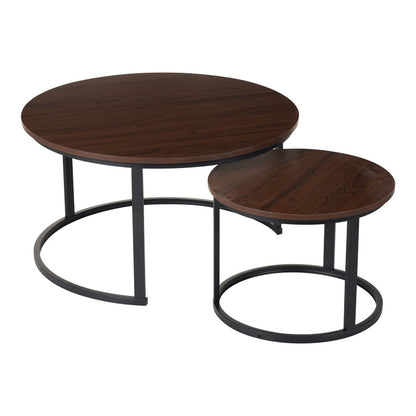 Coffee tables Solme I 2pcs in walnut color with black metal legs