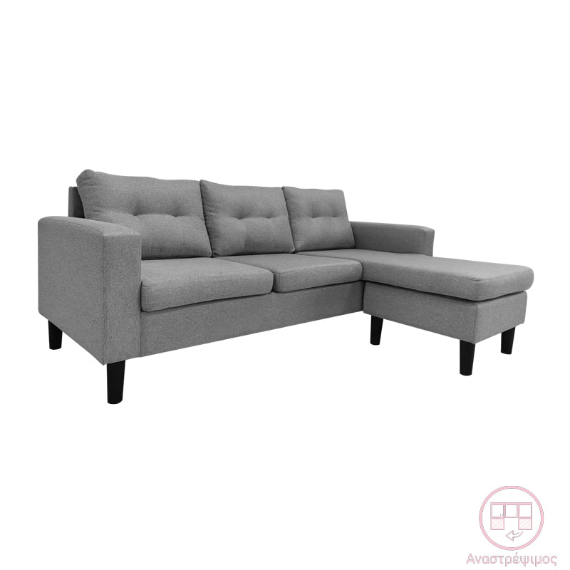 Reversible corner sofa Maneli fabric anthracite 196x138/77x82cm