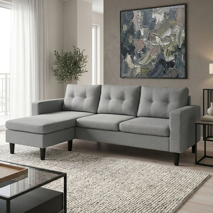 Reversible corner sofa Maneli fabric anthracite 196x138/77x82cm