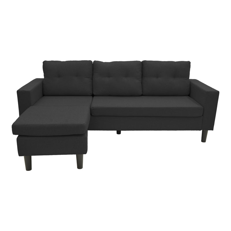 Reversible corner sofa Maneli fabric black 196x138/77x82cm
