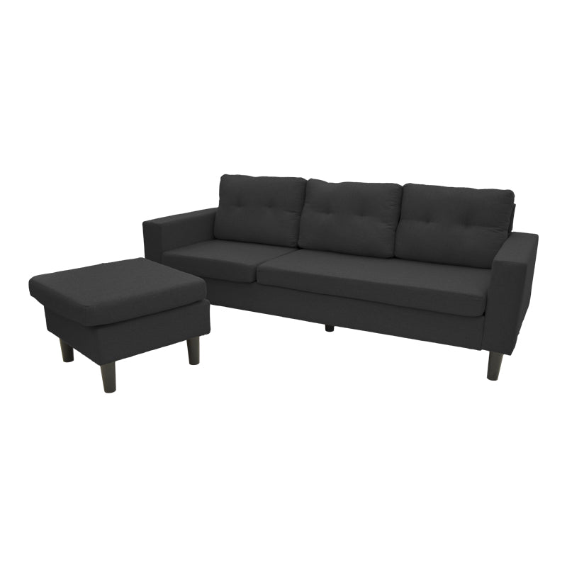 Reversible corner sofa Maneli fabric black 196x138/77x82cm