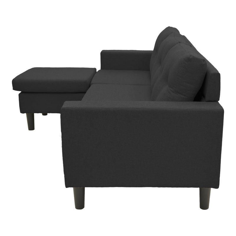 Reversible corner sofa Maneli fabric black 196x138/77x82cm