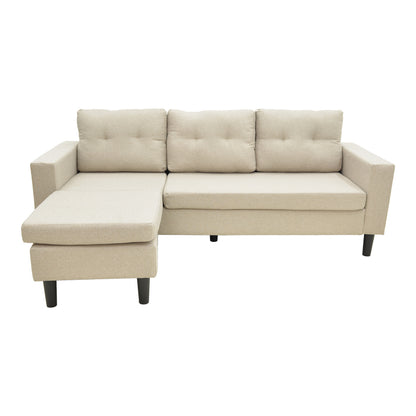 Reversible corner sofa Maneli beige fabric 196x138/77x82cm