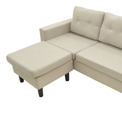 Reversible corner sofa Maneli beige fabric 196x138/77x82cm