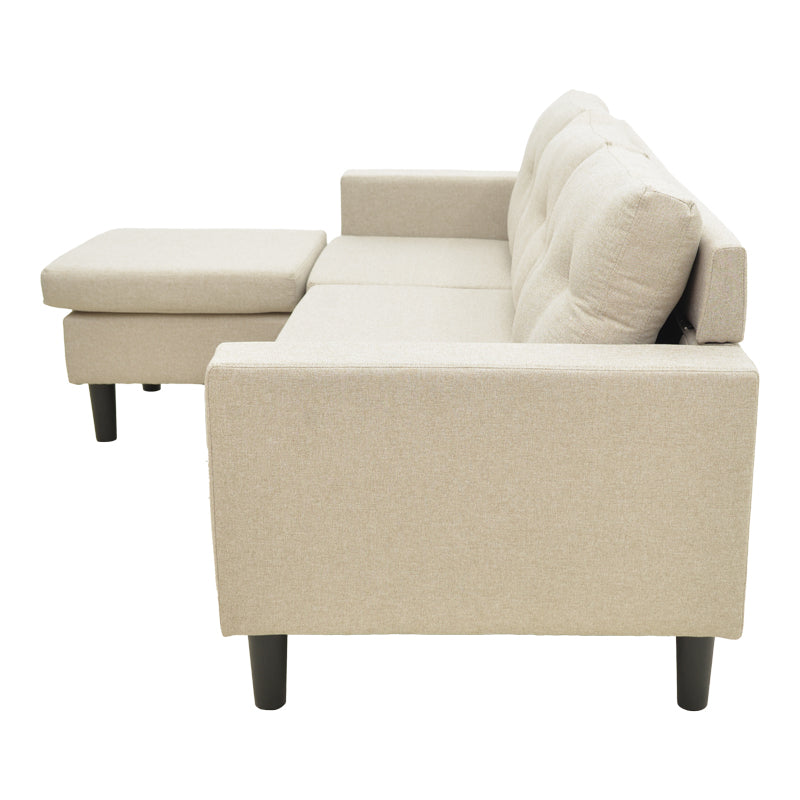Reversible corner sofa Maneli beige fabric 196x138/77x82cm