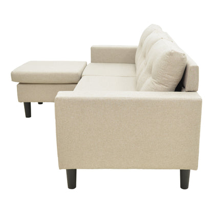 Reversible corner sofa Maneli beige fabric 196x138/77x82cm