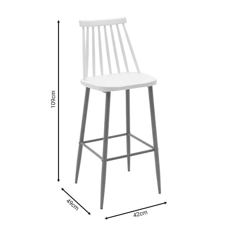 Bar stool Aurora pakoworld white pp-natural leg 42x49x109cm