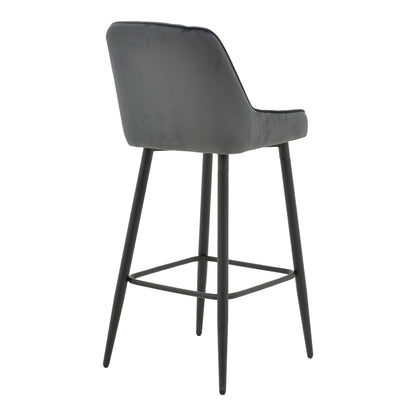 Bar stool Deppy pakoworld velvet dark grey- black metal 43x54x102cm