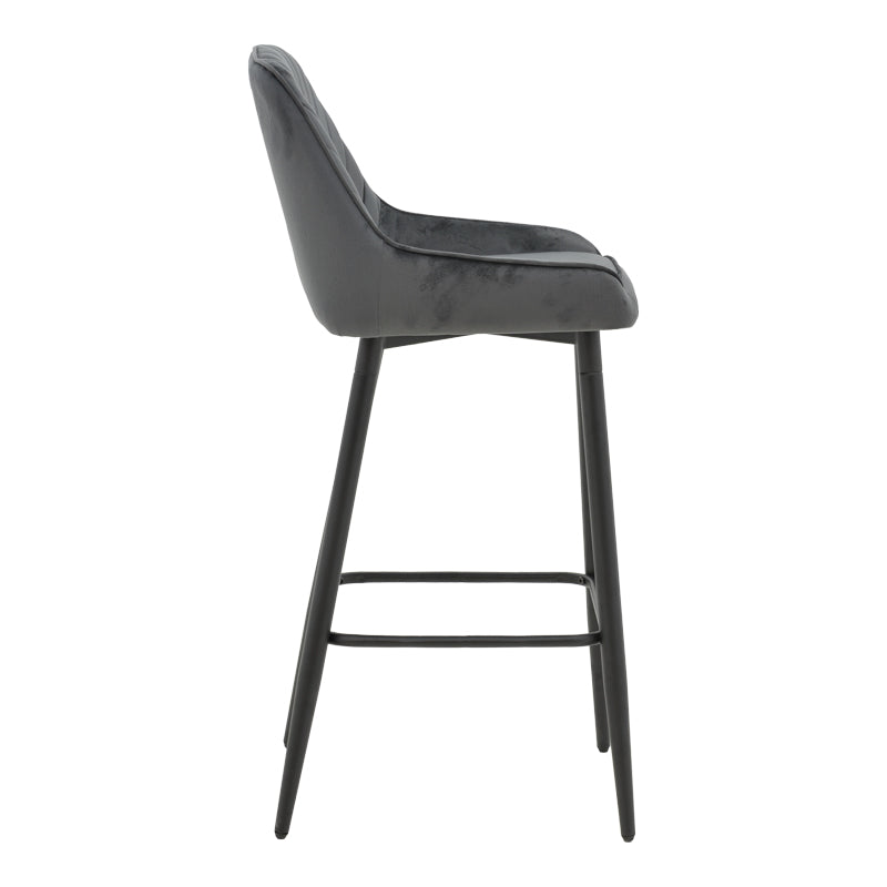 Bar stool Deppy pakoworld velvet dark grey- black metal 43x54x102cm