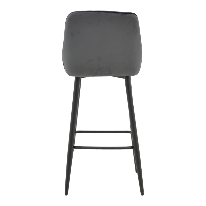 Bar stool Deppy pakoworld velvet dark grey- black metal 43x54x102cm