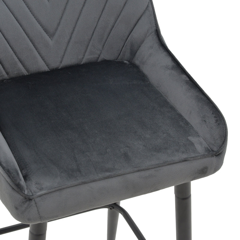 Bar stool Deppy pakoworld velvet dark grey- black metal 43x54x102cm