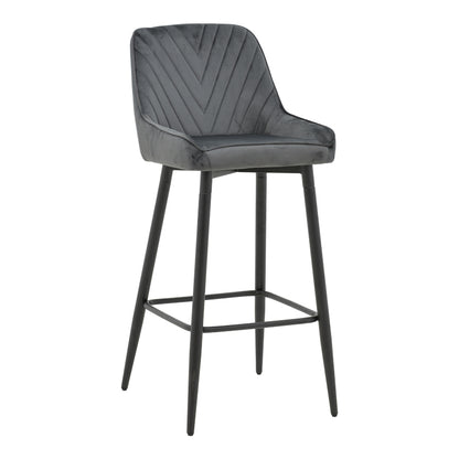 Bar stool Deppy pakoworld velvet dark grey- black metal 43x54x102cm