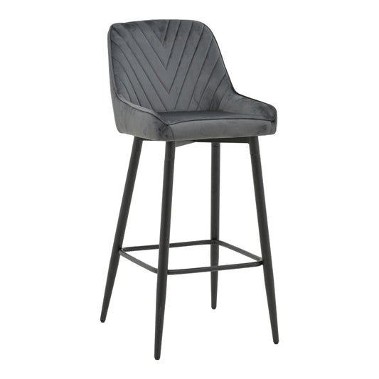 Bar stool Deppy pakoworld velvet dark grey- black metal 43x54x102cm