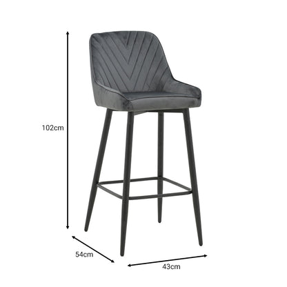 Bar stool Deppy pakoworld rotten apple velvet- black metal 43x54x102cm