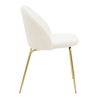 Chair Fersais pakoworld white teddy fab ric-gold metal 48x57x81cm
