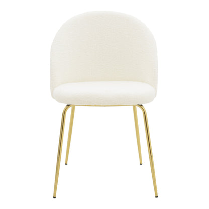 Chair Fersais pakoworld white teddy fab ric-gold metal 48x57x81cm
