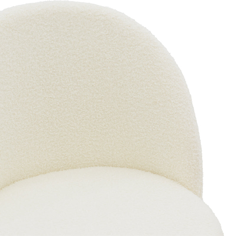 Chair Fersais pakoworld white teddy fab ric-gold metal 48x57x81cm