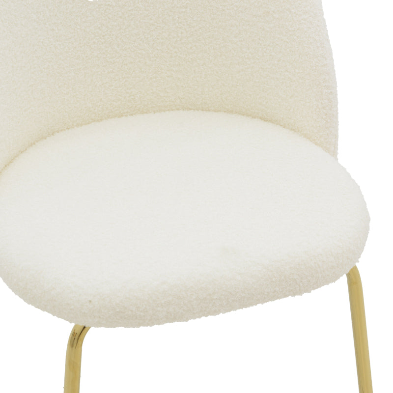 Chair Fersais pakoworld white teddy fab ric-gold metal 48x57x81cm