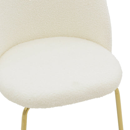 Chair Fersais pakoworld white teddy fab ric-gold metal 48x57x81cm