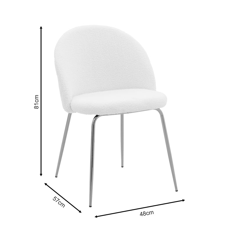 Chair Fersais pakoworld white teddy fab ric-gold metal 48x57x81cm