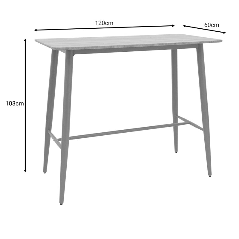 Bar table Senso pakoworld sonoma lpl surface-leg natural metal 120x60x103cm