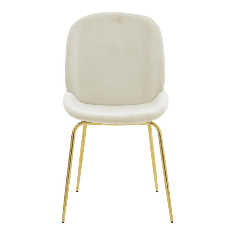 Chair Maley pakoworld ivory velvet-gold metal 47x60x90cm